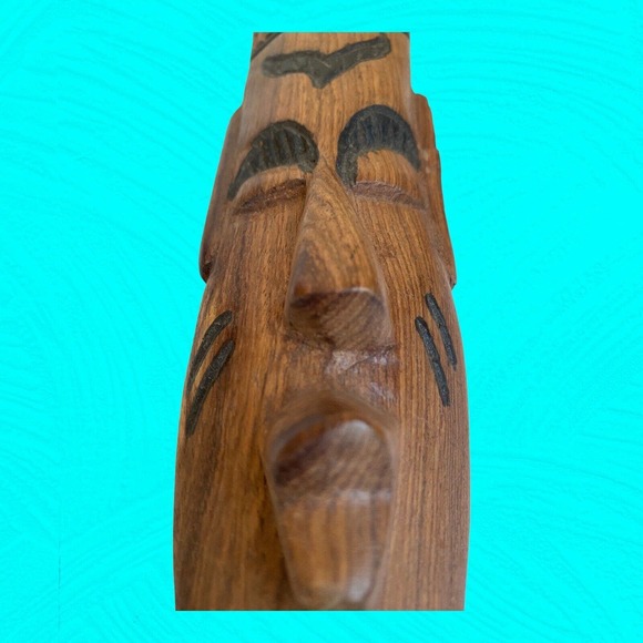 Pair Of Small African Wood Carved Masks With Human Faces 9” Vintage - Picture 9 of 13